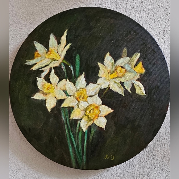 Original oil hand painted Still Life Daffodils, wild flowers - Picture 2 of 2